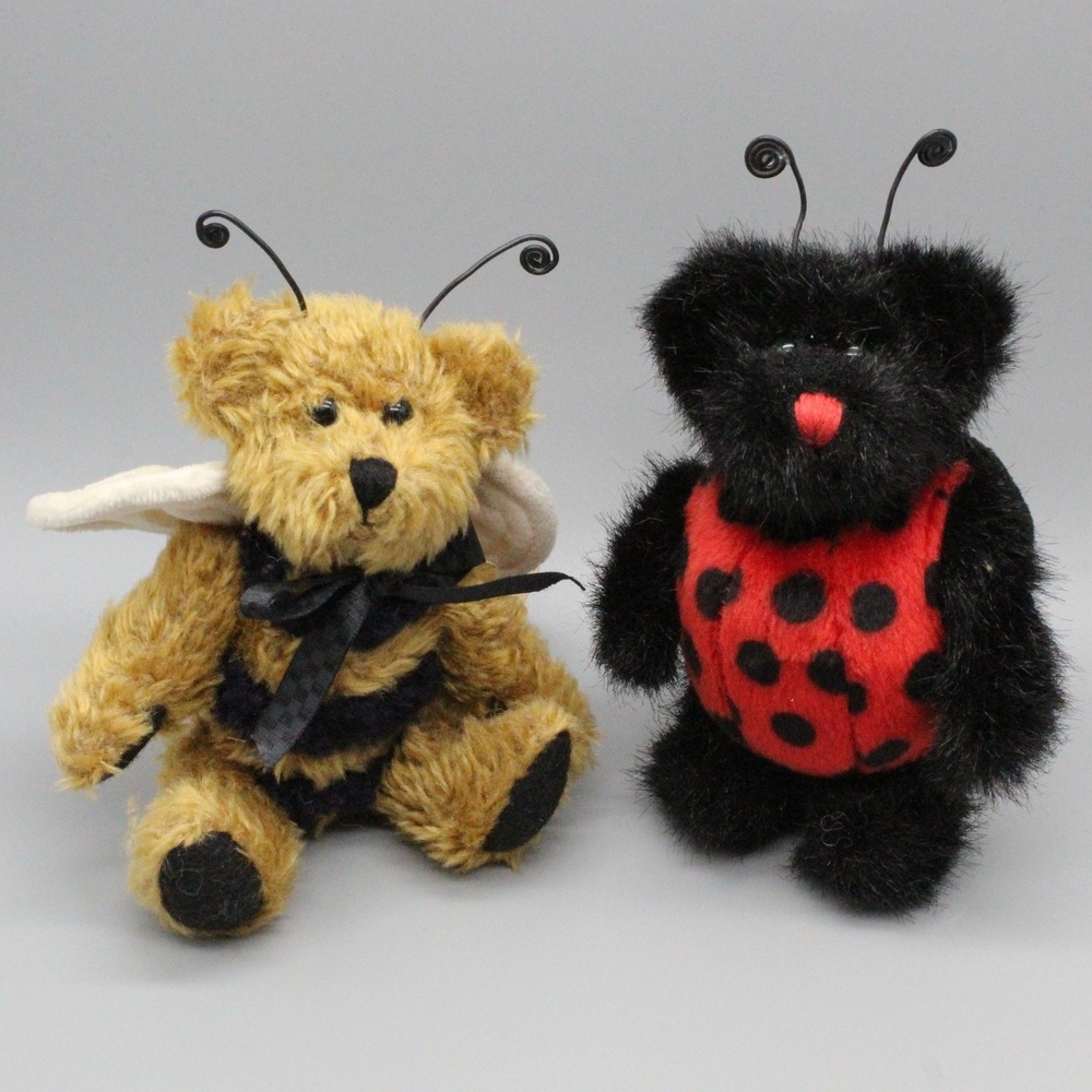 Boyds Bears Bud Buzzby Bee & Ladybug Plush Set 6in Vintage Y2K Cottagecore Decor